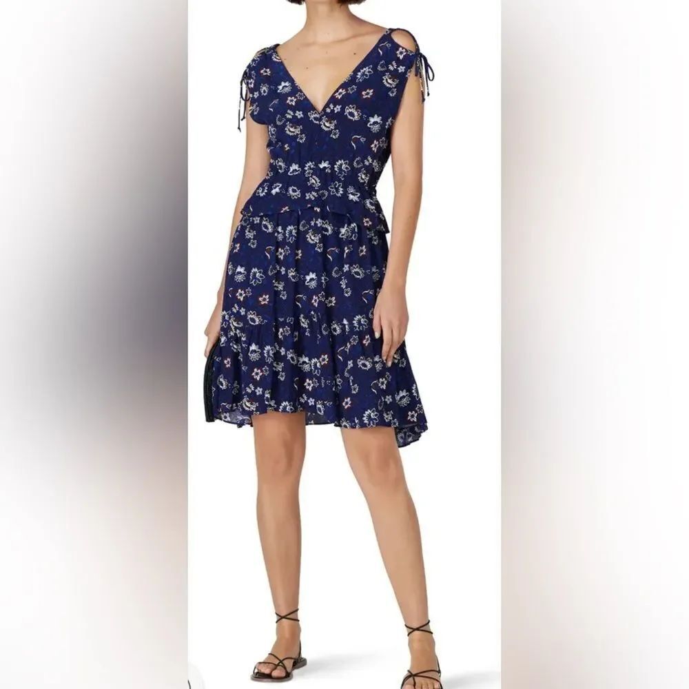 Thakoon Navy Lotus Printed Dress Size 10